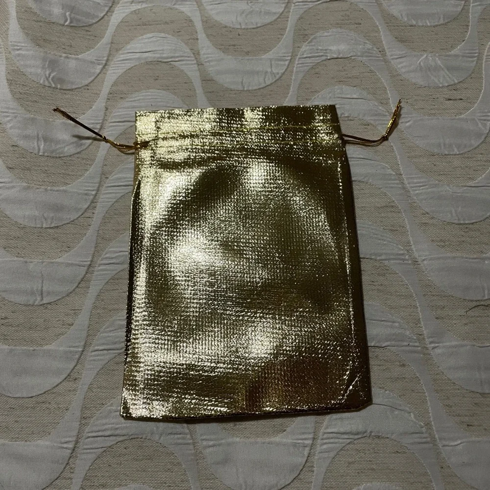 12 Pack Gold Metallic Drawstring Gift Bags 5x7 Jewelry Favor Pouches Shimmer